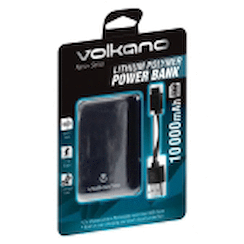 Volkano Nano + Series 10000mah Lithium Polymer Powerbank - Black