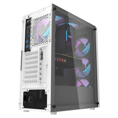 darkFlash Computer Case DK351 - White (with 4 ARGB Fans)