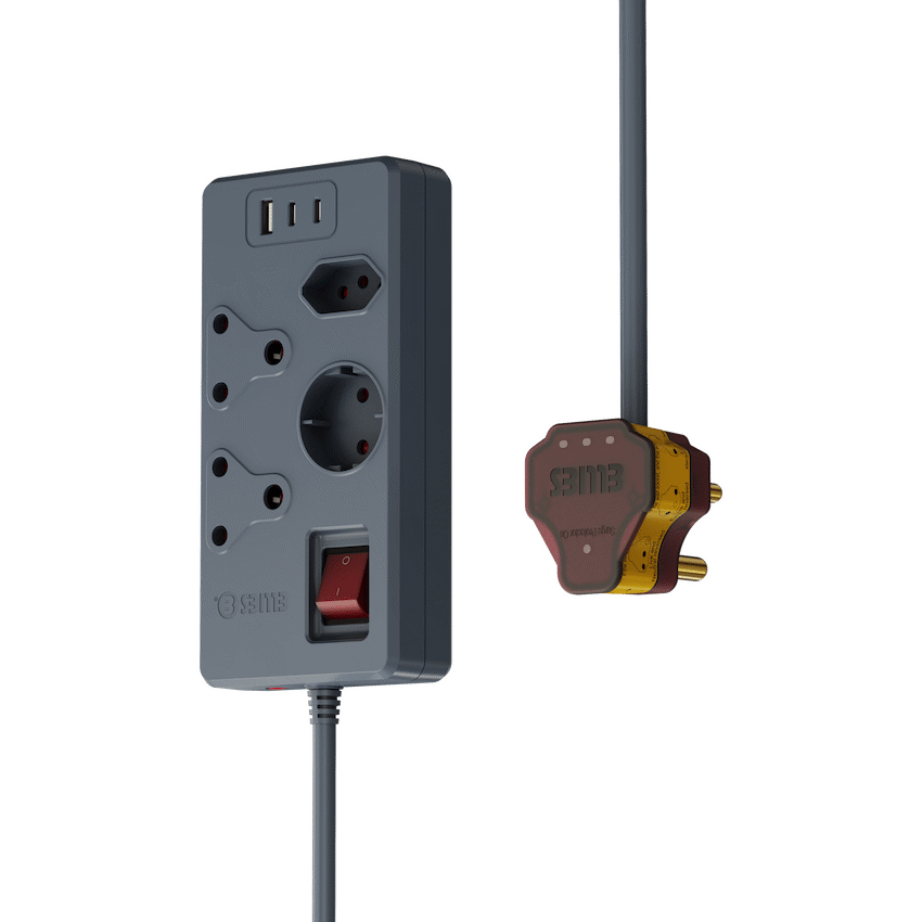 High Surge 4 Way Multi-plug PD20W Dual USB-C + USB - 0.5M - Grey