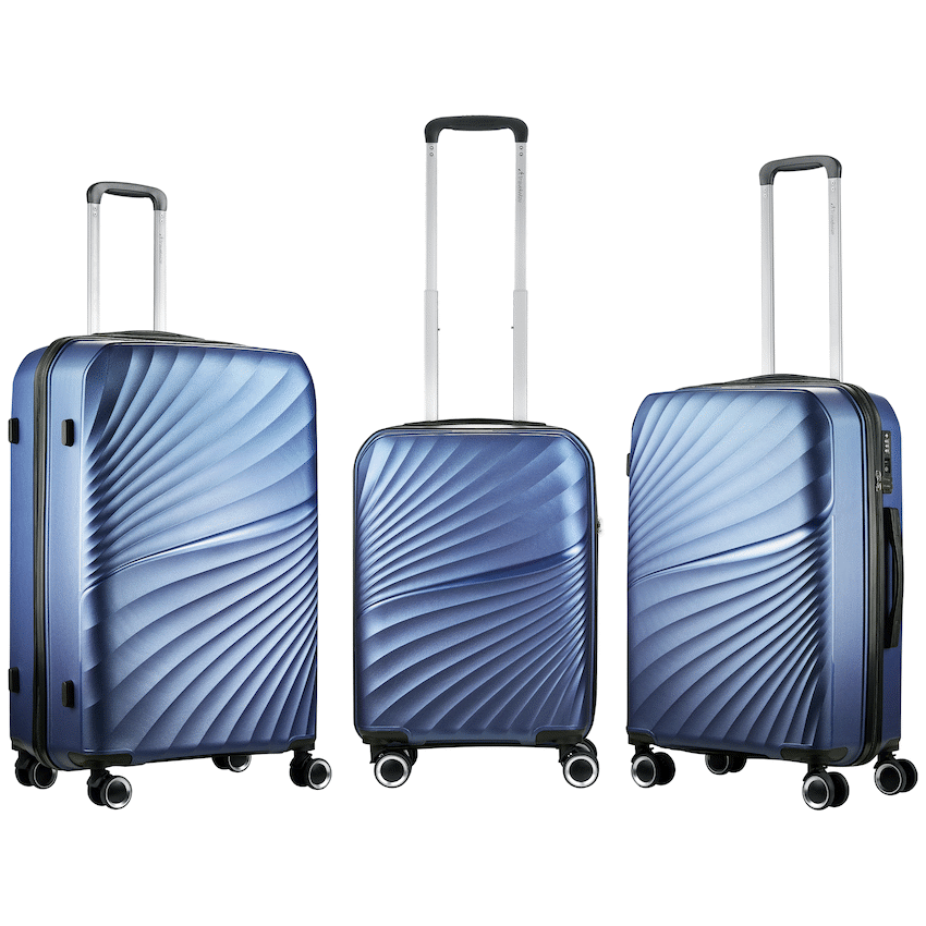 Travelwize Quartz PP 4-Wheels Spinner 3Pc Luggage Set Navy