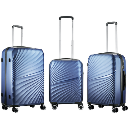 Travelwize Quartz PP 4-Wheels Spinner 3Pc Luggage Set Navy