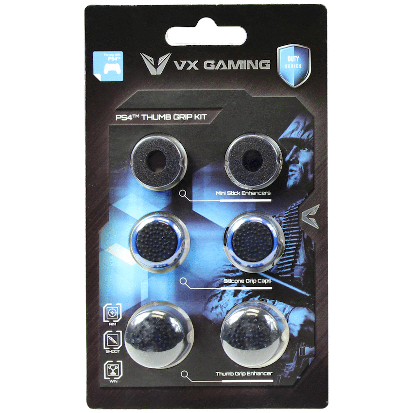 VX Gaming Duty Series Controller Thumb Grips - Black/blue (PS4)