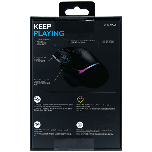 G502 X PLUS LIGHTSPEED Wireless RGB Gaming Mouse (Black)
