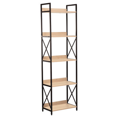 Everfurn Scandanavian Tall Bookcase with Steel Frame