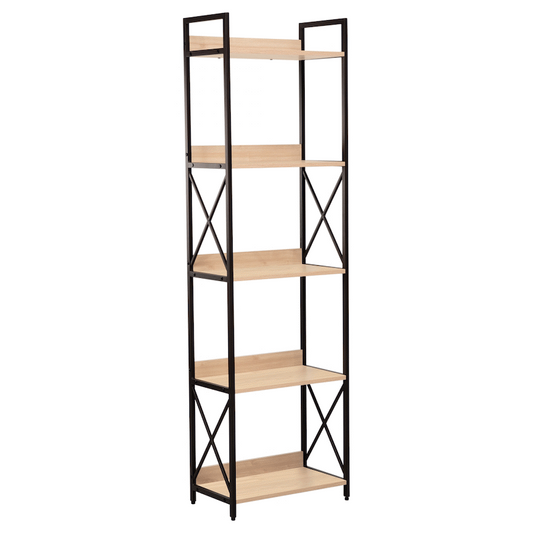 Everfurn Scandanavian Tall Bookcase with Steel Frame