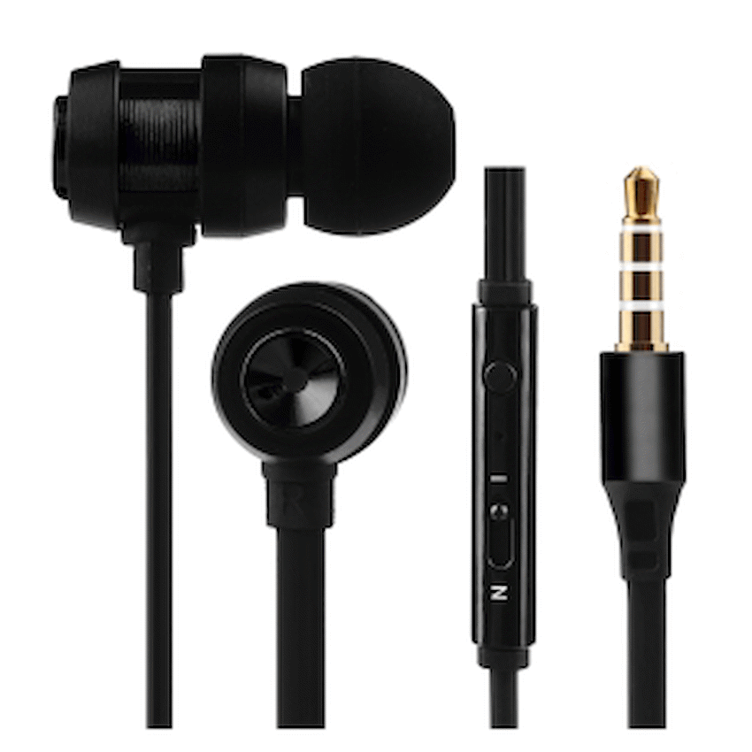 Volkano Alloy Series Earphones, with Mic - Solid Black