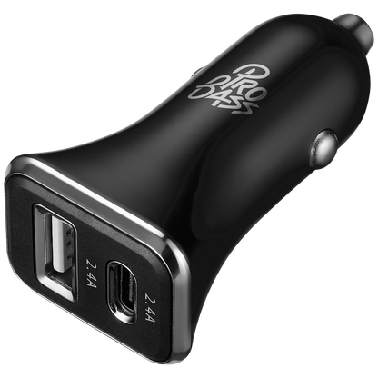 Pro Bass on the Go Dual USB + Type-C 12w Car Charger