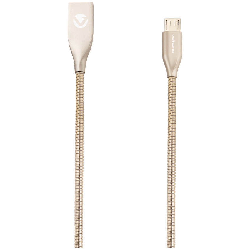 Volkano Iron Series Round Metallic Spring Micro USB Cable 1.2m - Champagne Gold
