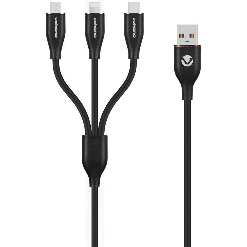 Volkano Flexi Series 3-in-1 Charging Cable - Black