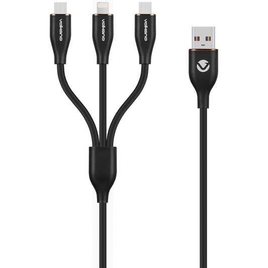 Volkano Flexi Series 3-in-1 Charging Cable - Black