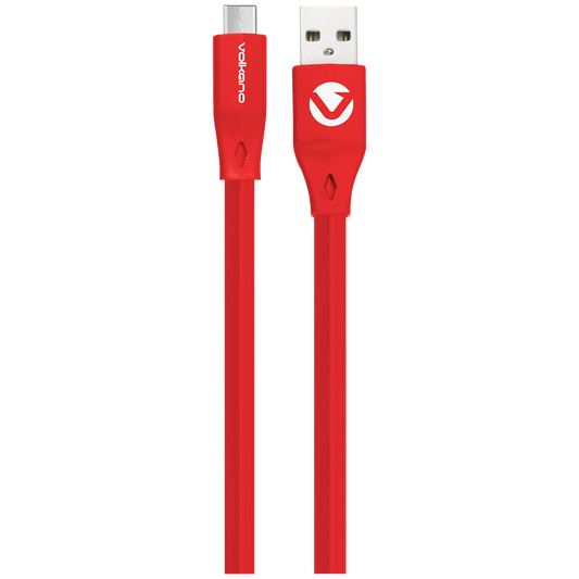 Volkano Slim Series Flat PVC Type-C Cable 1.2m - Red