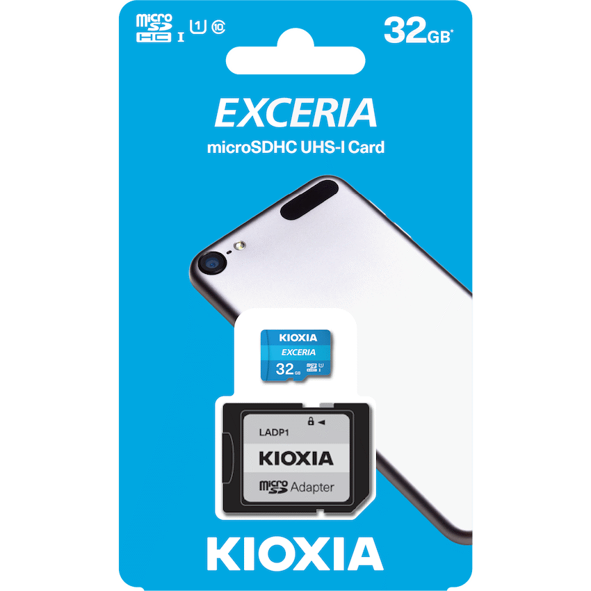 Kioxia 32GB Micro SDHC- UHS-1 Read 100MBs CL10