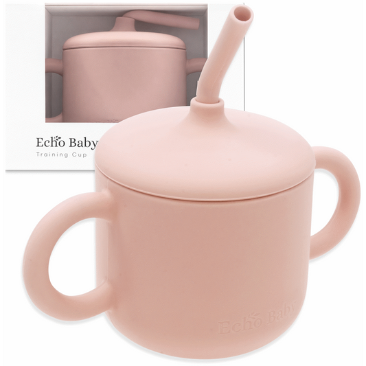 Echo Baby Silicone Training Cup with Straw - Rose