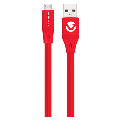 Volkano Slim Series Flat PVC Micro-USB Cable 1.2m - Red