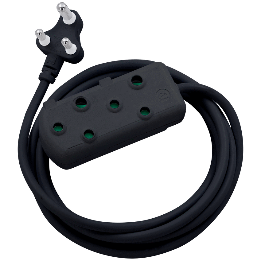 Switched Heavy Duty Side by Side (SBS) Extension Leads 5m - BK