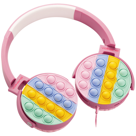Volkano Kids Rainbow Popper Wired Headphones with 3.5mm Aux - Pink
