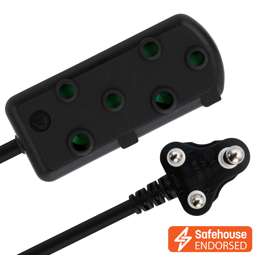 Ellies Side-by-Side Light-Duty Extension Lead - 3m - Black