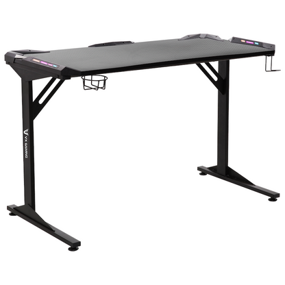 Fortress Gaming Desk with RGB Lights, Cup Holder