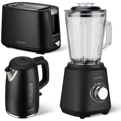 Elektra Kettle, Toaster and Blender Breakfast Set - Black