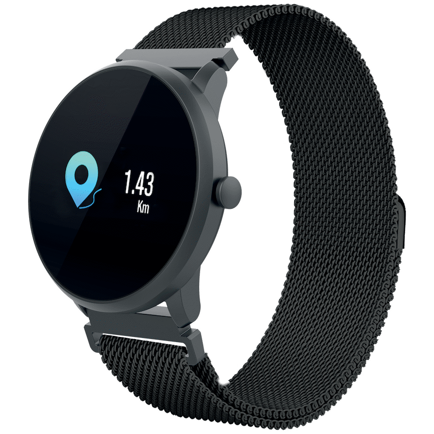 Volkano Active Tech Harmony series Waterproof Round shape Fitness Watch - Black Milanese + strap