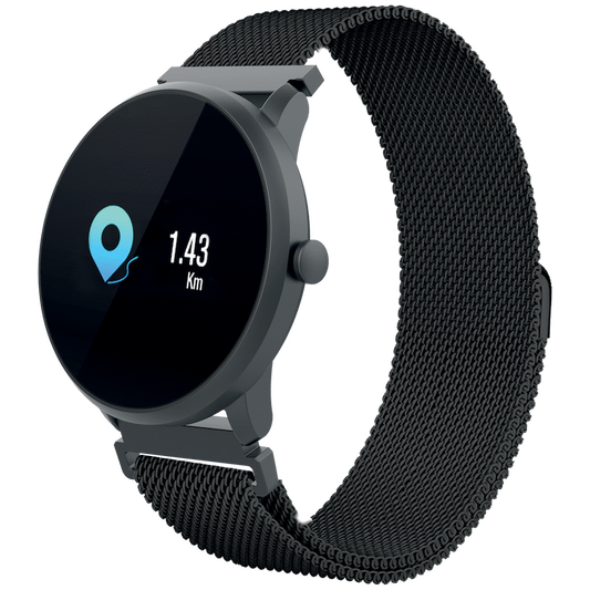 Volkano Active Tech Harmony series Waterproof Round shape Fitness Watch - Black Milanese + strap
