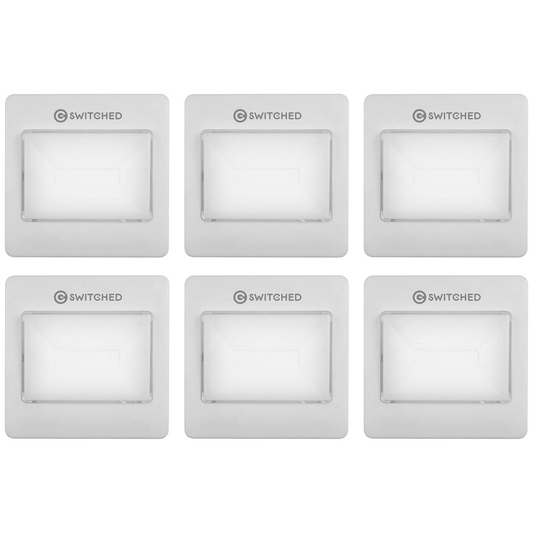 6x Switched 120 Lumen LED Light Switch - White