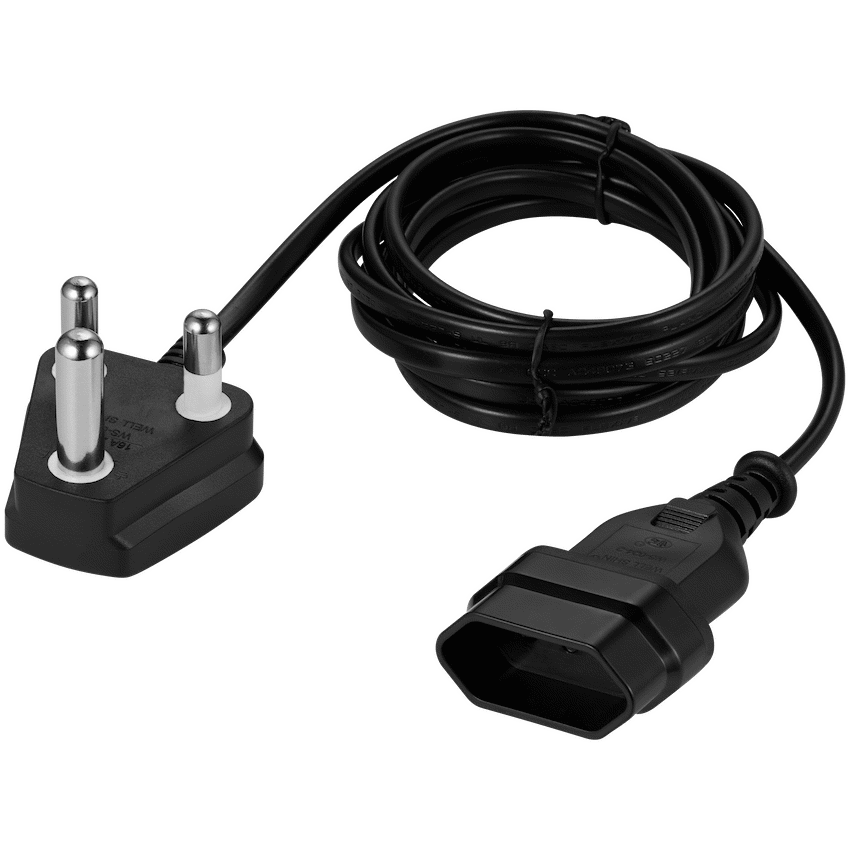 Switched Easy Cable Extender SA 3-Pin to 2-Pin Euro Socket 2m - Black