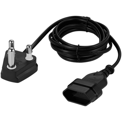 Switched Easy Cable Extender SA 3-Pin to 2-Pin Euro Socket 2m - Black
