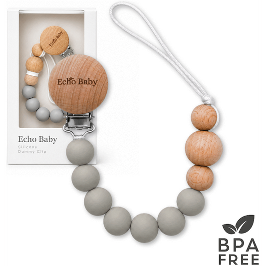 Echo Baby Silicone Dummy Clip - Stone