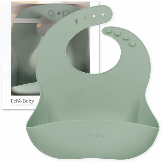 Echo Baby Silicone Bucket Bib - Sage