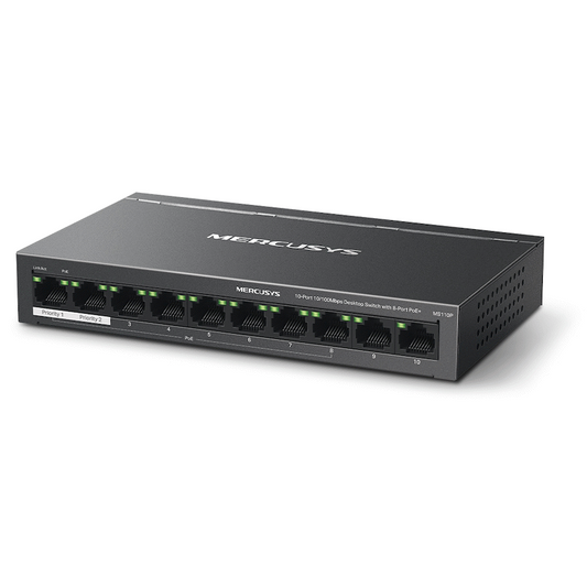 TP-Link Mercusys MS110P 10-Port 10/100Mbps Desktop Switch with 8-Port PoE+