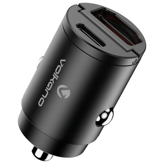Volkano Veilix Series 45w PD Dual USB-A and USB-C Ultra Small Car Charger - Black