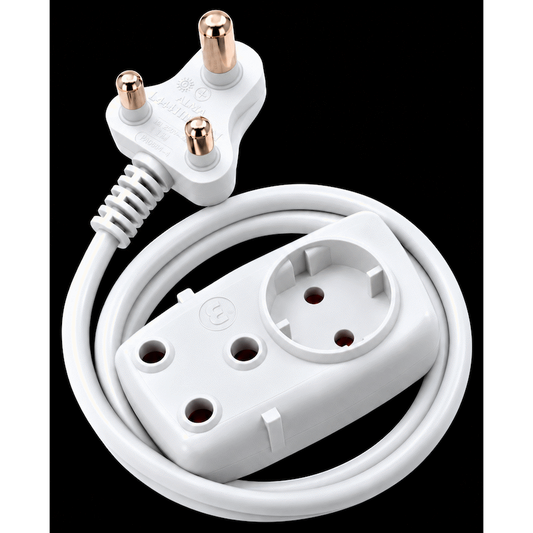Ellies 2 way Light Duty Schuko Extension lead - 2M - WT