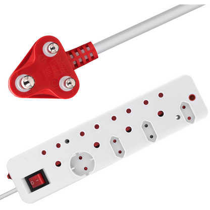 Ellies 8-Way Surge Multiplug 0.5m - WT
