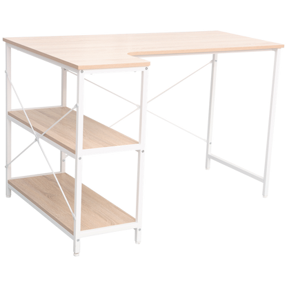 Everfurn Anthony Work Desk - Light Oak and White Frame