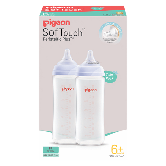 PIGEON SOFTOUCH BOTTLE PP 330ML (L) TWIN PACK