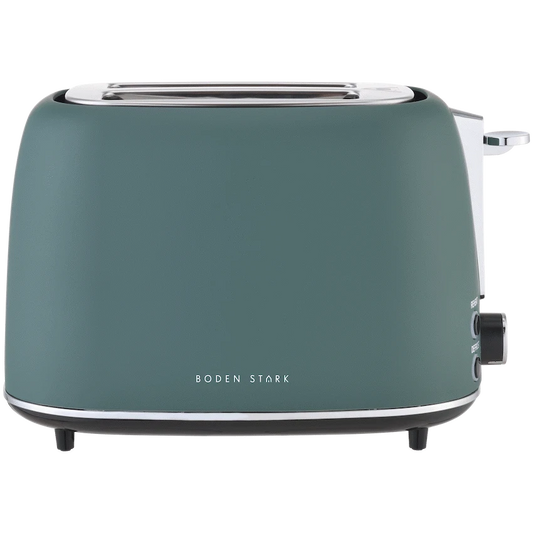 Boden Stark Matte Stainless Steel Toaster - Green