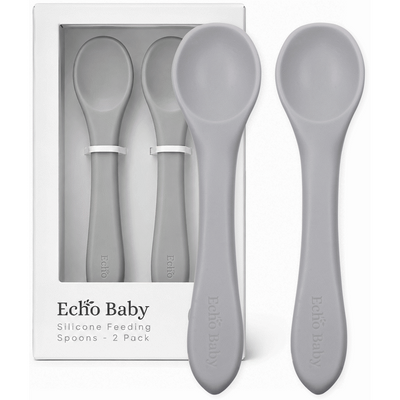 Echo Baby Silicone Feeding Spoons 2-Pack - Stone
