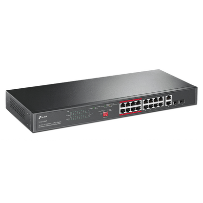 TP-Link TL-SL1218MP 16-Port 10/100Mbps + 2-Port Gigabit Rackmount Switch with 16-Port PoE+