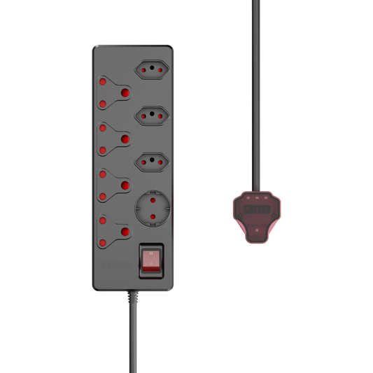 Ellies 8-Way High Surge Multiplug 0.5m - BK