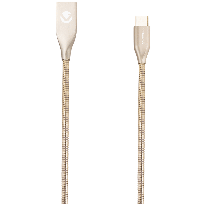 Volkano Iron Series Round Metallic Spring Type-C Cable 1.2m - Champagne Gold