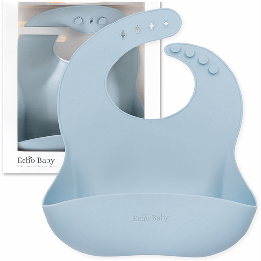 Echo Baby Silicone Bucket Bib - Powder Blue