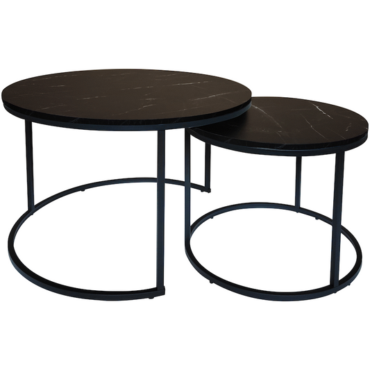 Everfurn Nile Nesting Coffee Table - Marble Black