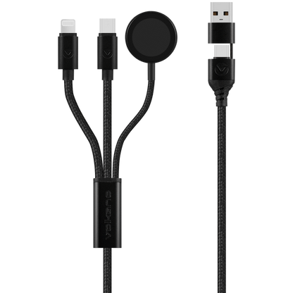 Volkano Weave Series 100W Braided 5-in-1 Charge and Data Cable 1m - Black
