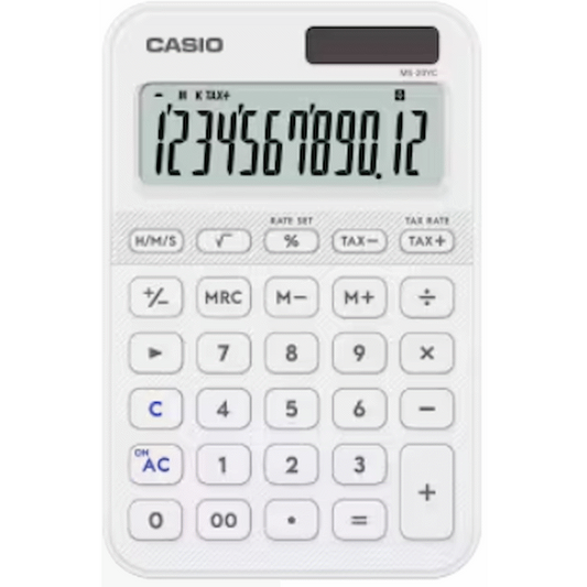 Casio MS-20YC 12 Digit Desk Calculator White