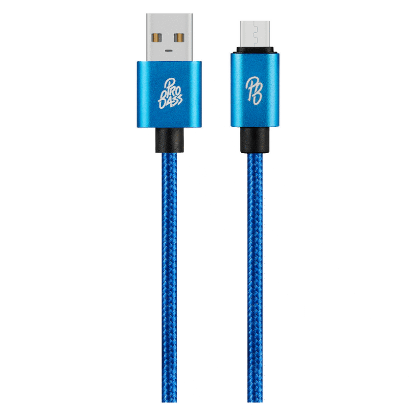Pro Bass Braided Series Micro USB Cable - Blue 1.5m
