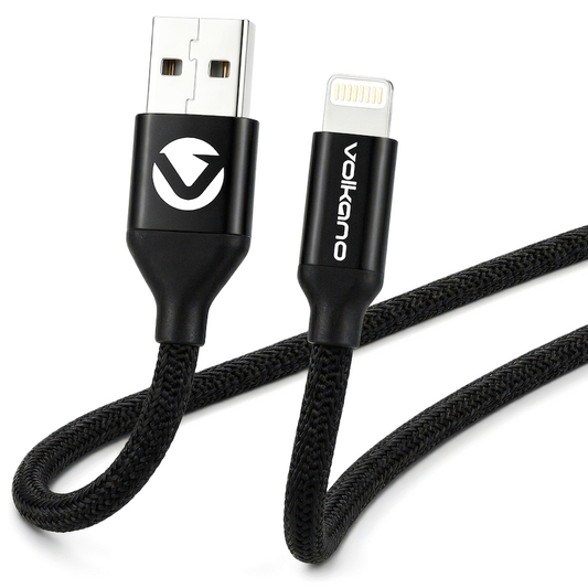 Volkano Weave Series Fabric Braided MFI Lightning Cable 12w 3m - Black
