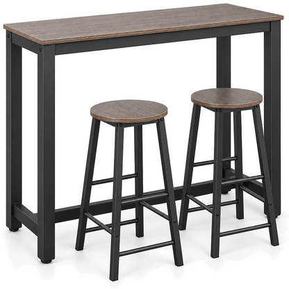 Chenin 3-Piece Bar Table & Stool Set - Chestnut
