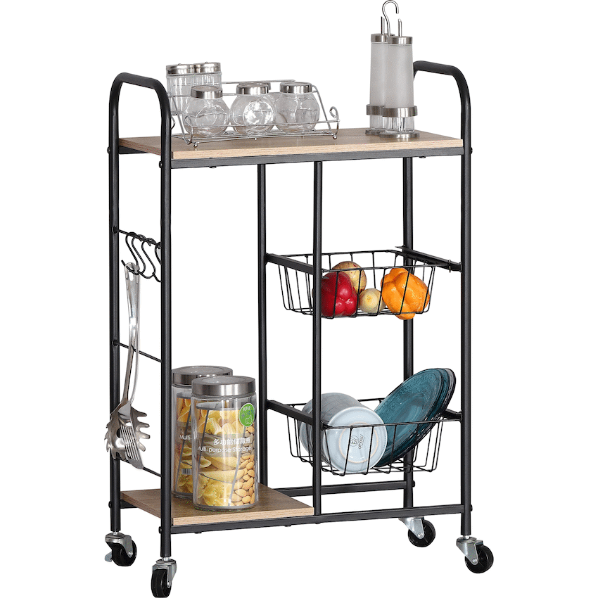Everfurn Lucca Kitchen Cart - Black