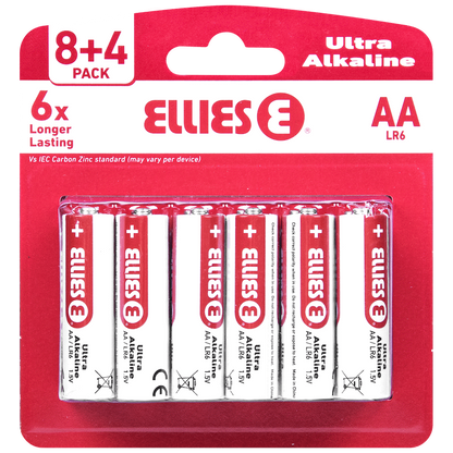 Ellies Ultra Series - Alkaline Batteries AA 8+4 Value Pack - WT